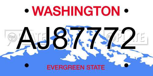 AJ87772 Washington License Plate
