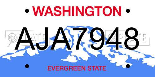 AJA7948 Washington License Plate