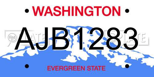 AJB1283 Washington License Plate