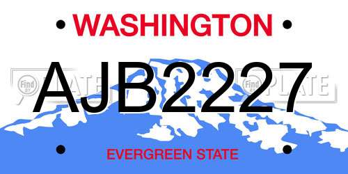 AJB2227 Washington License Plate