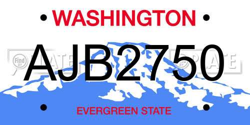 AJB2750 Washington License Plate