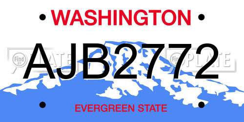 AJB2772 Washington License Plate