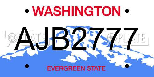 AJB2777 Washington License Plate
