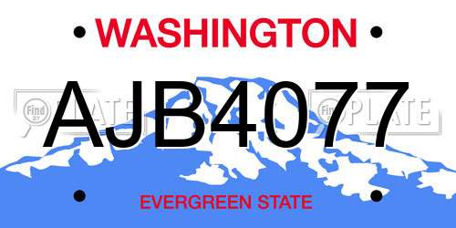 AJB4077 Washington License Plate