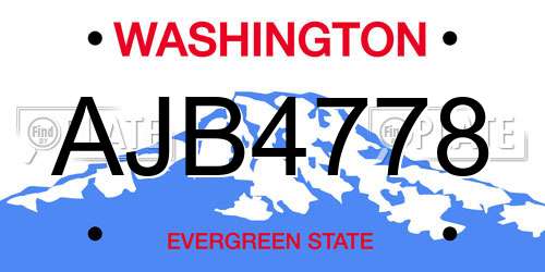 AJB4778 Washington License Plate