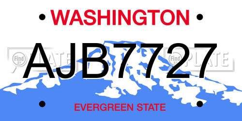 AJB7727 Washington License Plate
