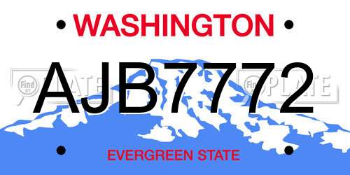 AJB7772 Washington License Plate