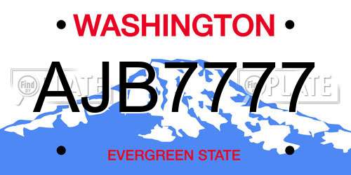 AJB7777 Washington License Plate
