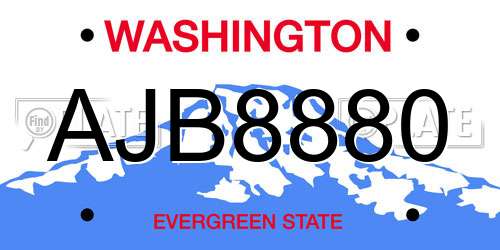 AJB8880 Washington License Plate