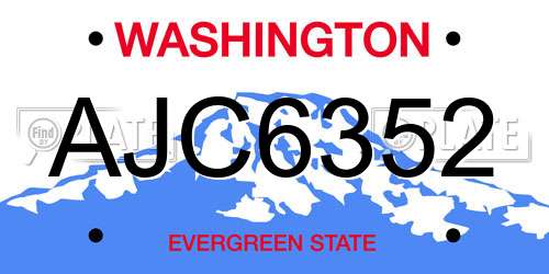 AJC6352 Washington License Plate