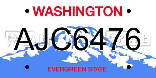 AJC6476 Washington License Plate