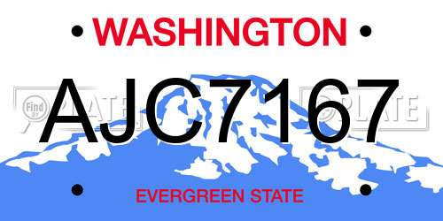 AJC7167 Washington License Plate