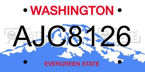 AJC8126 Washington License Plate