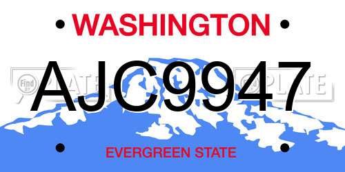 AJC9947 Washington License Plate
