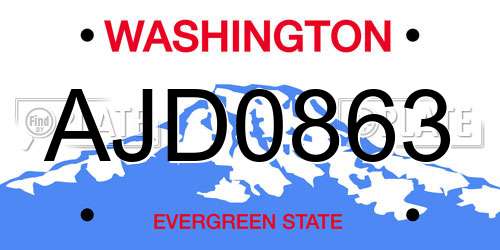 AJD0863 Washington License Plate