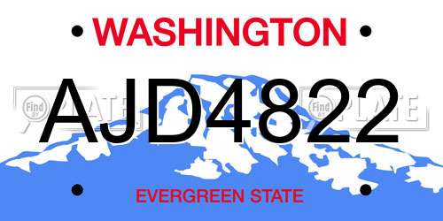 AJD4822 Washington License Plate