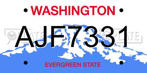 AJF7331 Washington License Plate