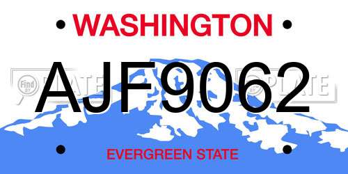 AJF9062 Washington License Plate