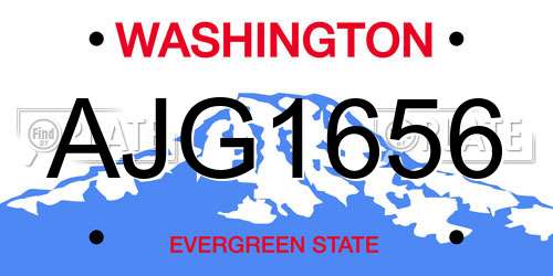 AJG1656 Washington License Plate