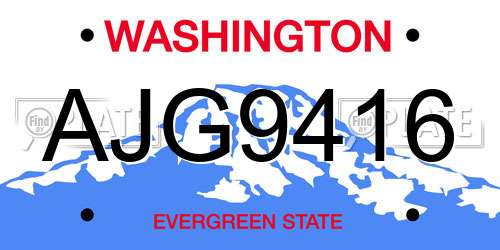 AJG9416 Washington License Plate