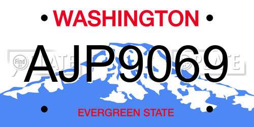 AJP9069 Washington License Plate