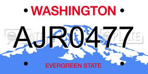 AJR0477 Washington License Plate