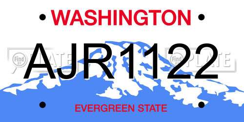 AJR1122 Washington License Plate
