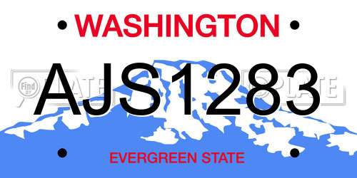 AJS1283 Washington License Plate