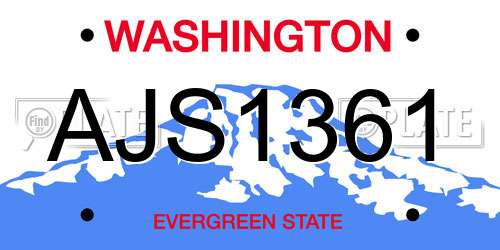 AJS1361 Washington License Plate