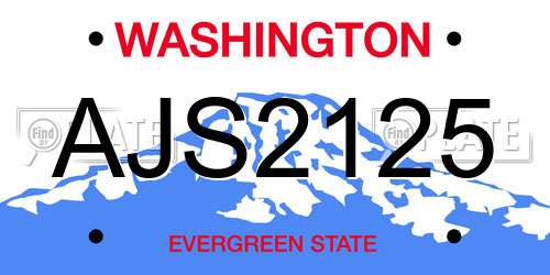 AJS2125 Washington License Plate