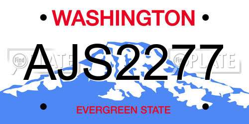 AJS2277 Washington License Plate