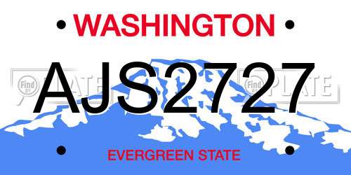 AJS2727 Washington License Plate