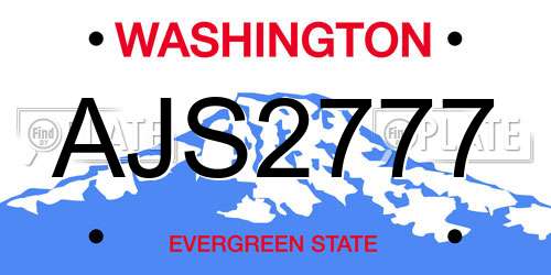 AJS2777 Washington License Plate
