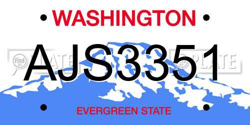 AJS3351 Washington License Plate