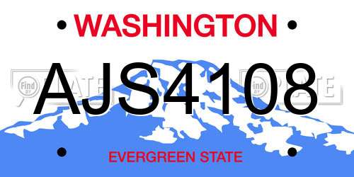 AJS4108 Washington License Plate