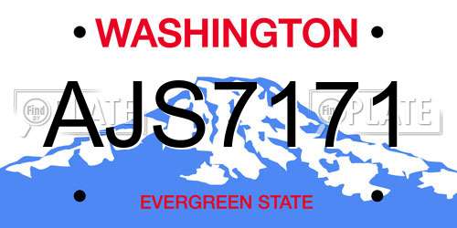 AJS7171 Washington License Plate