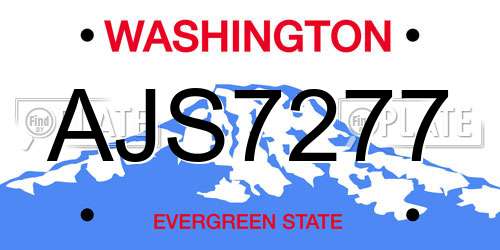AJS7277 Washington License Plate
