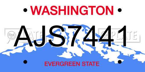 AJS7441 Washington License Plate