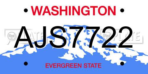 AJS7722 Washington License Plate