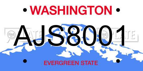 AJS8001 Washington License Plate