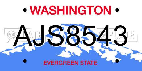 AJS8543 Washington License Plate