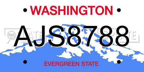AJS8788 Washington License Plate