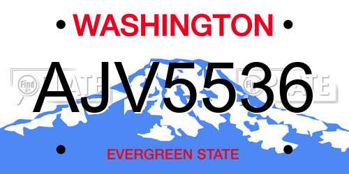 AJV5536 Washington License Plate