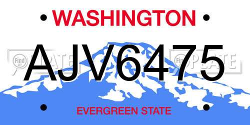 AJV6475 Washington License Plate