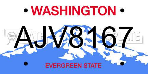 AJV8167 Washington License Plate