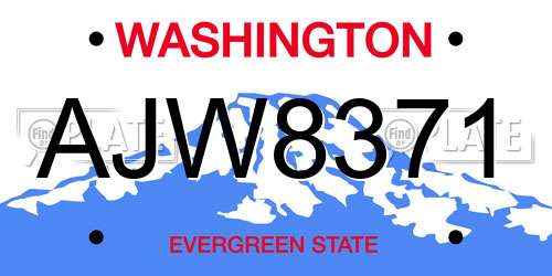 AJW8371 Washington License Plate
