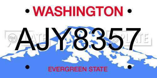 AJY8357 Washington License Plate