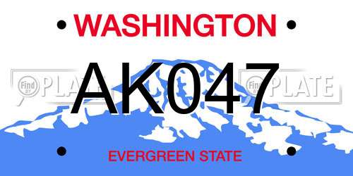 AK047 Washington License Plate