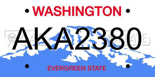 AKA2380 Washington License Plate