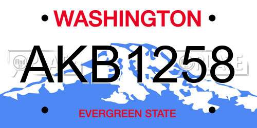 AKB1258 Washington License Plate